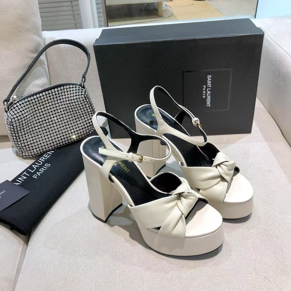 Saint Laurent Women's White Platform Sandals
